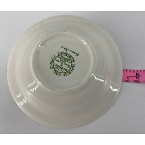 Set of 9 Hall China Cameo Rose Fruit Dessert Bowls White Roses - Picture 3 of 3